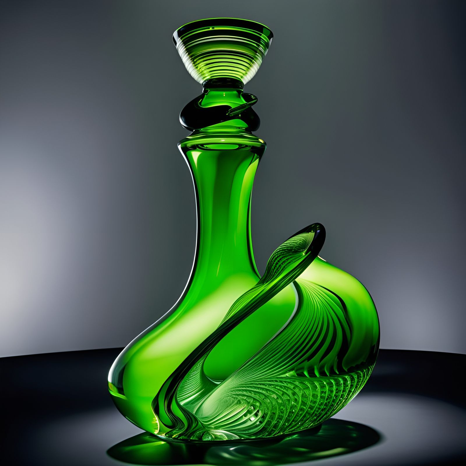 Uranium Glass Art Deco Decanter Glowing Green