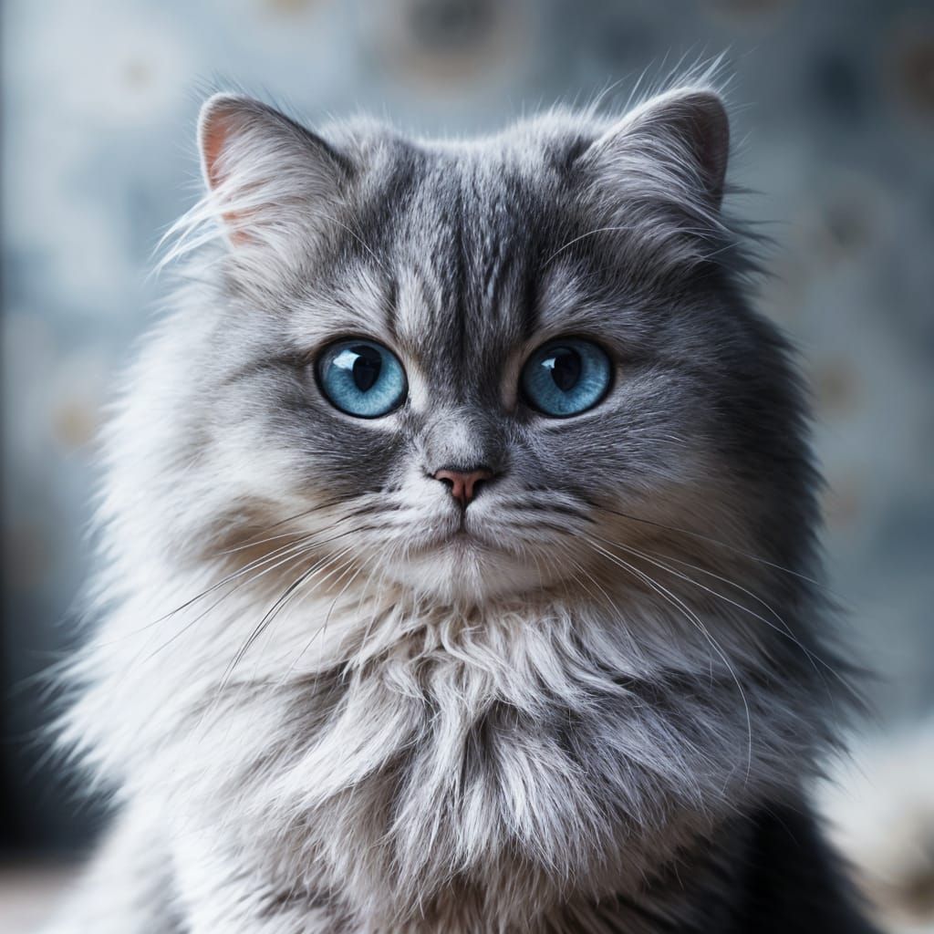 Elegant Grey Cat with Piercing Blue Eyes