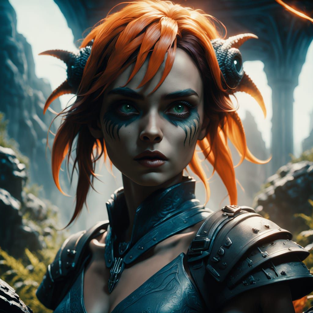 Fantasy Super-Heroine in Dynamic Lighting, Trending Art