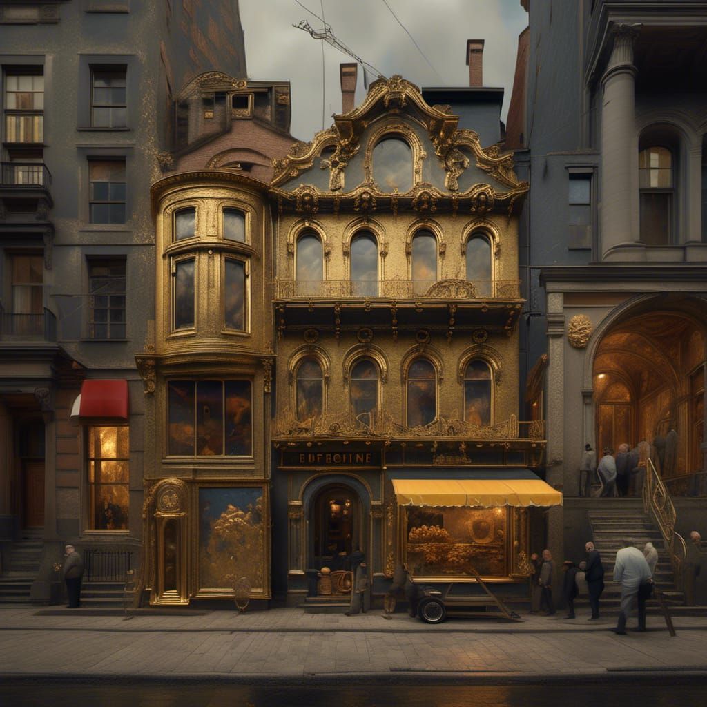 Golden Abstract Cycles in Detailed Matte Painting