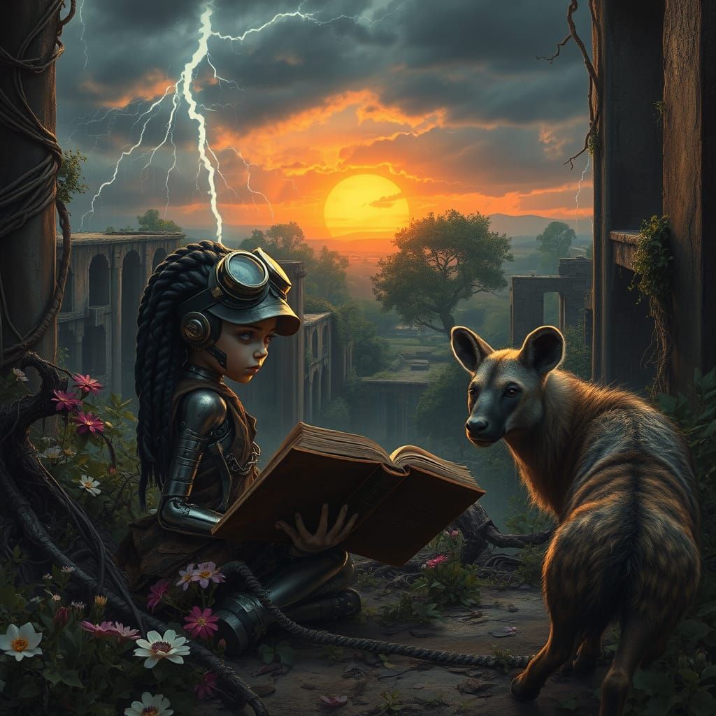 Android Child Discovers Hidden Library in Dystopian Ruins