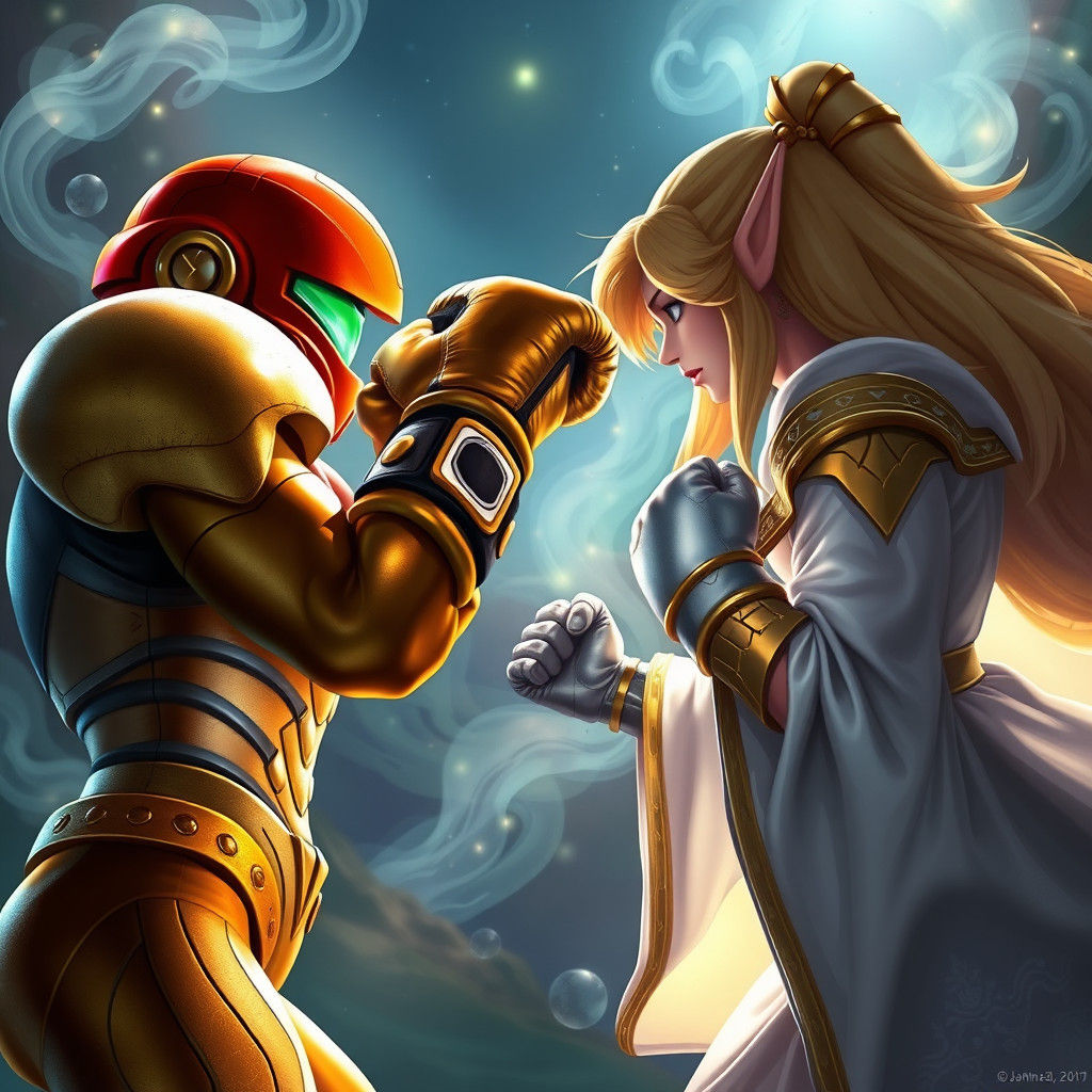 Samus Aran Battles Princess Zelda in a Futuristic Boxing Are...