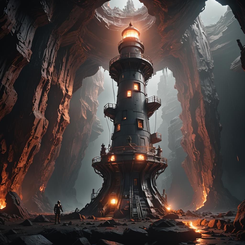 Angels Descending: Lighthouse in Hellscape