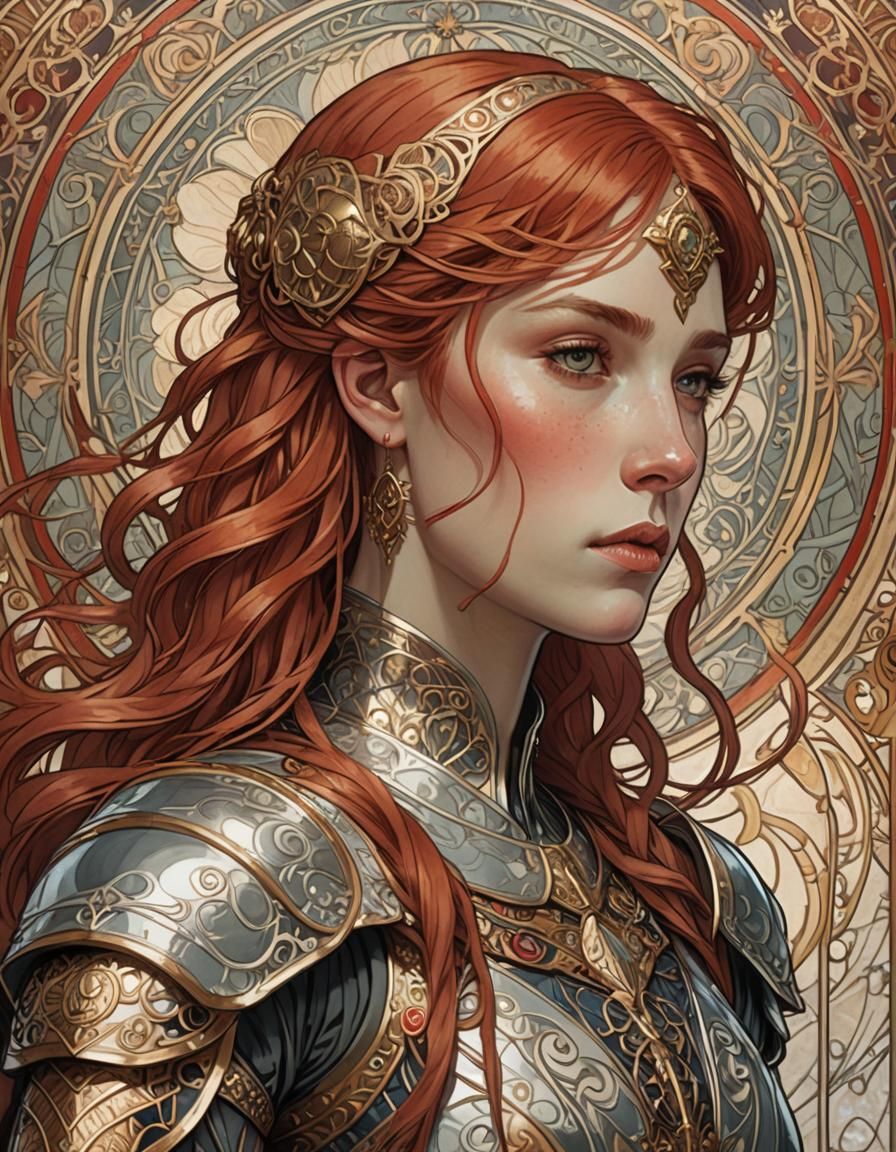 Art Nouveau Cleric Portrait with Red Hair