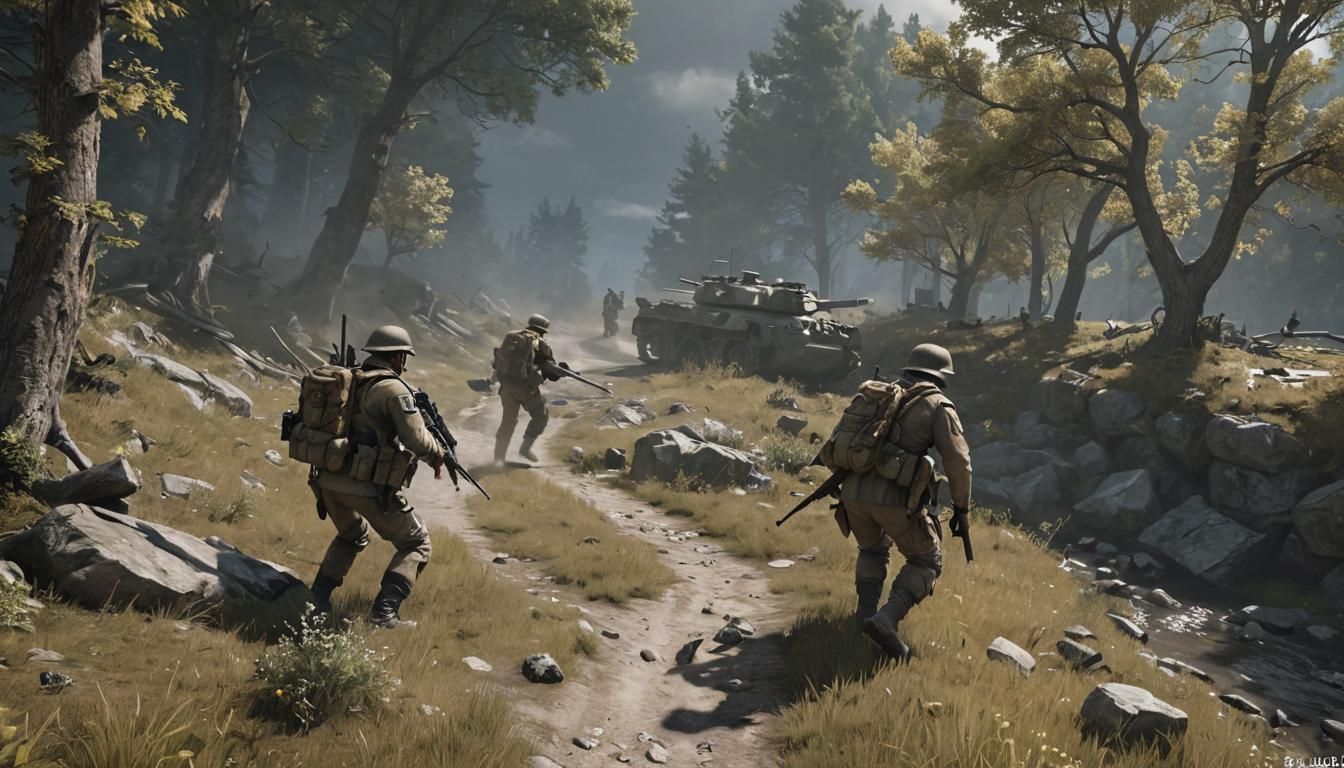 Intense Front Line Battle in Romanticism Style