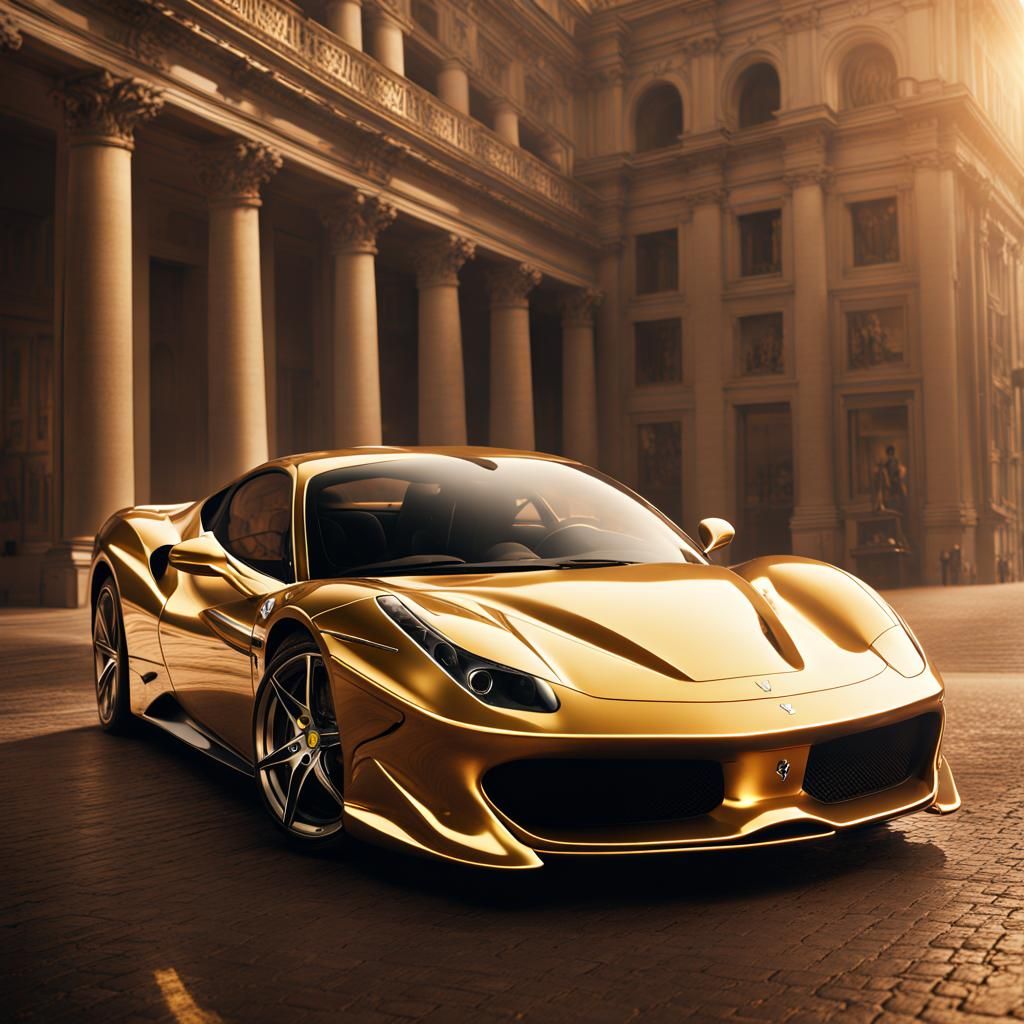 Gold Ferrari: Epic Cinematic Digital Matte Painting