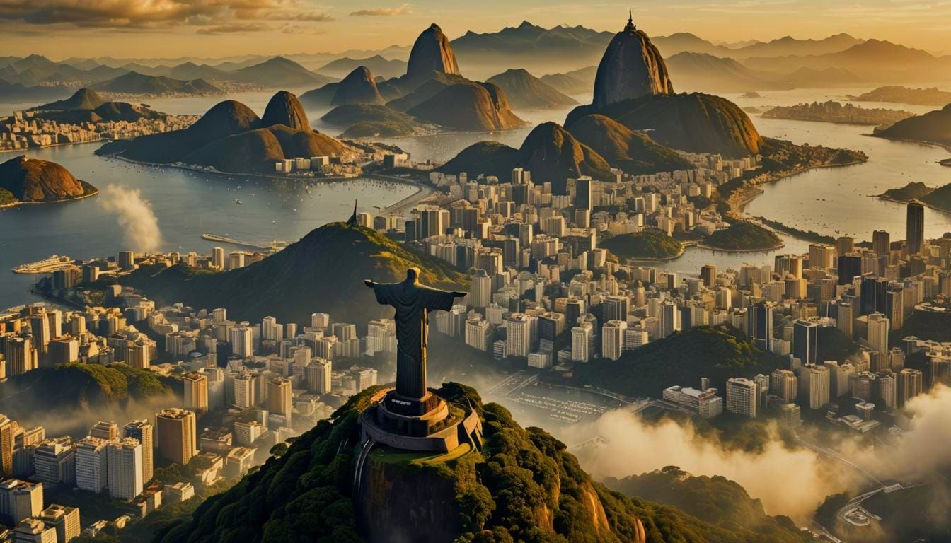 Rio de Janeiro Skyline with Christ Redeemer