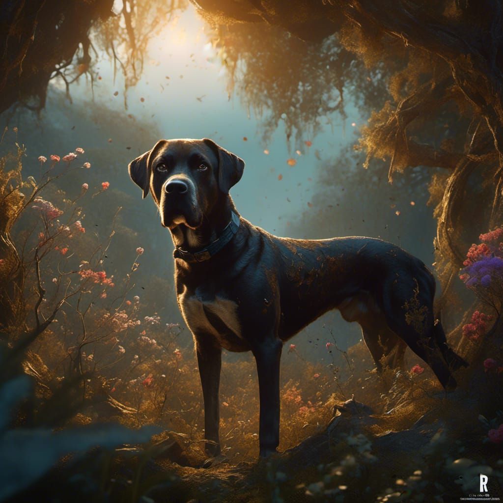 Boxer Lab Mix Dog in Detailed Matte Painting