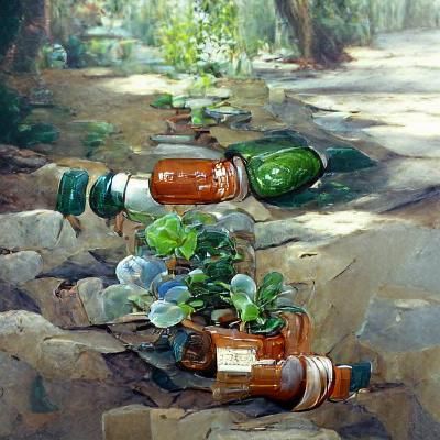 Bottle Garden as Oil Painting