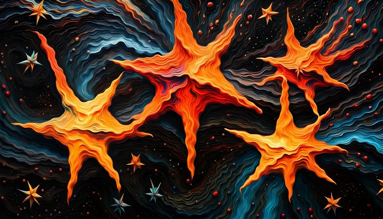 Vivid Celestial Stars in Impasto Style