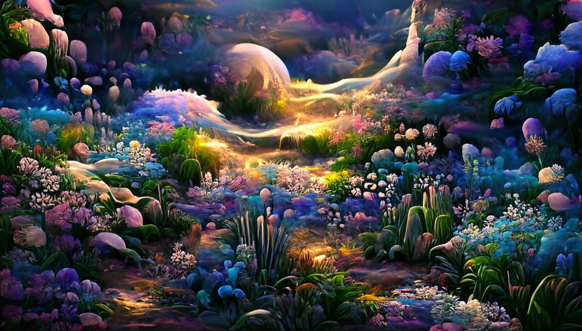 Dieselpunk Oasis Sunset in Ink Illustration Style