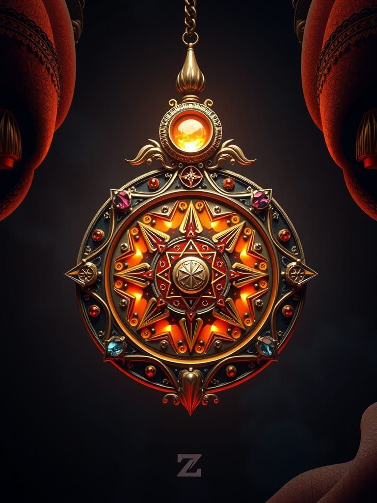 Golden Amulet of Prosperity in Rich, Velvety Hues