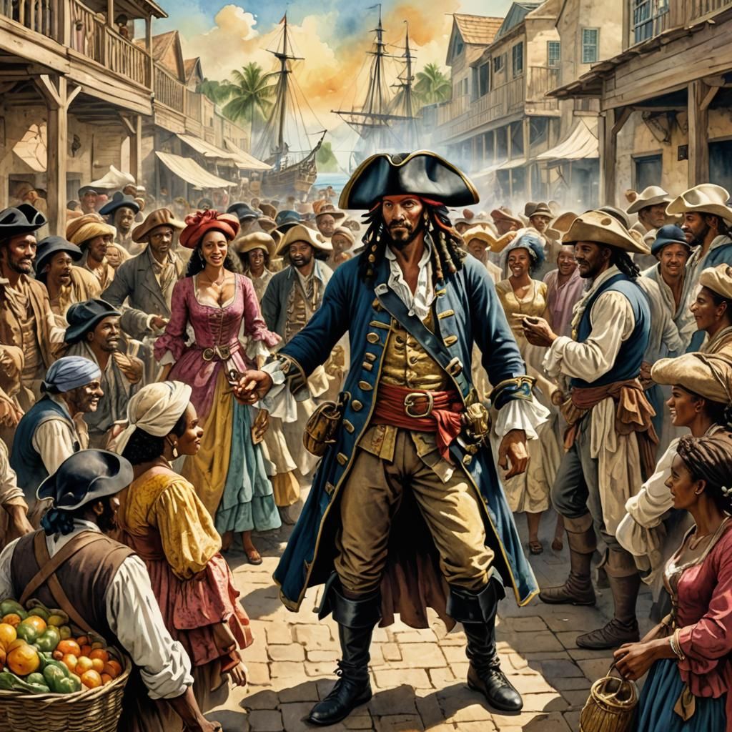 Pirate Calico Jack Meets His Bride in Port Royal Market 1720