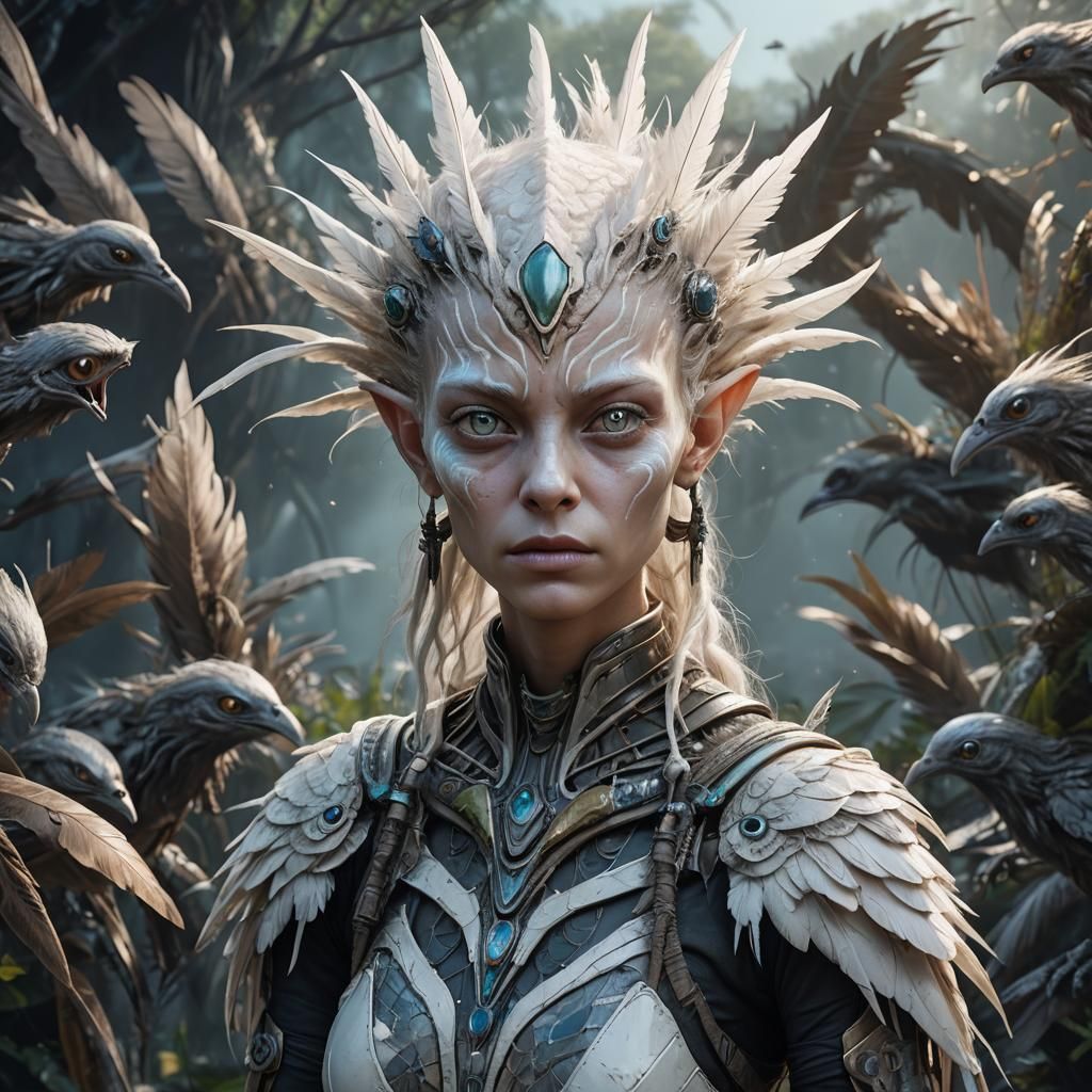 Mysterious Alien Girl Portrait in Hyperrealism