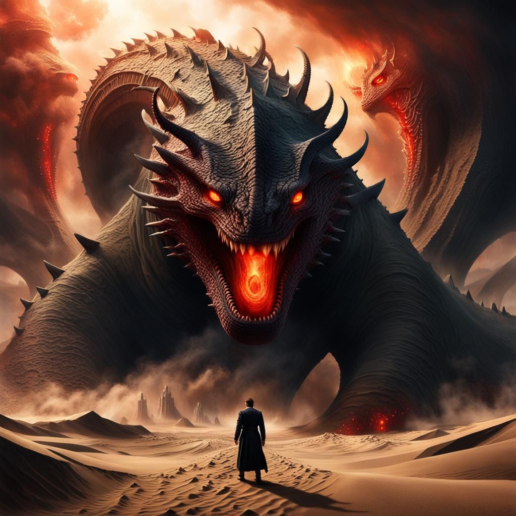 Abyssal Sand Leviathan in Phantasmagoric Matte Painting