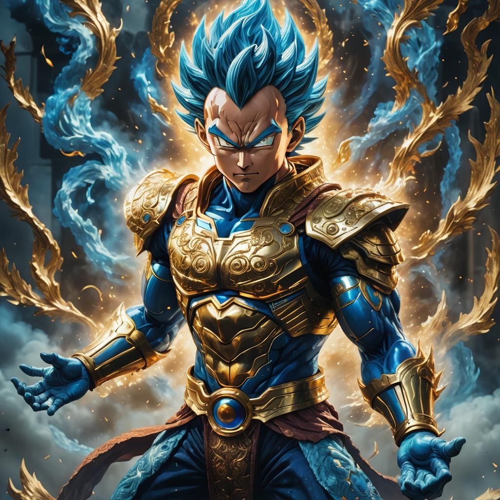 Vegeta as God Saiyan: Fantasy Sci-Fi Concept Art