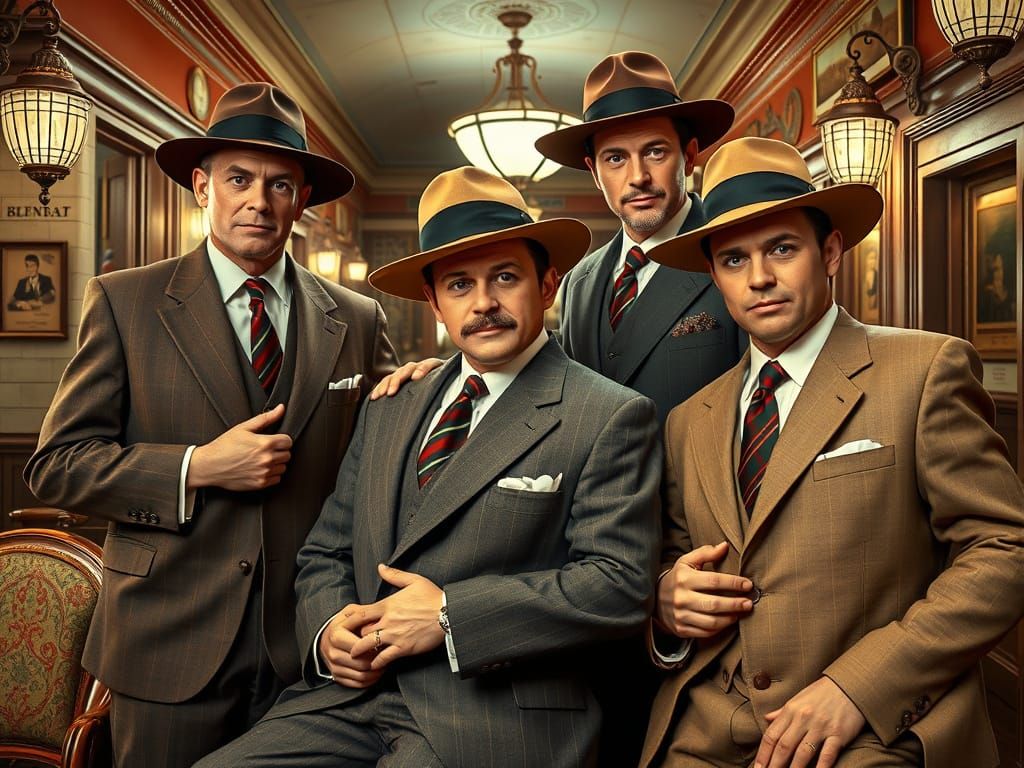 1950s Men's Fashion in Art Nouveau Style