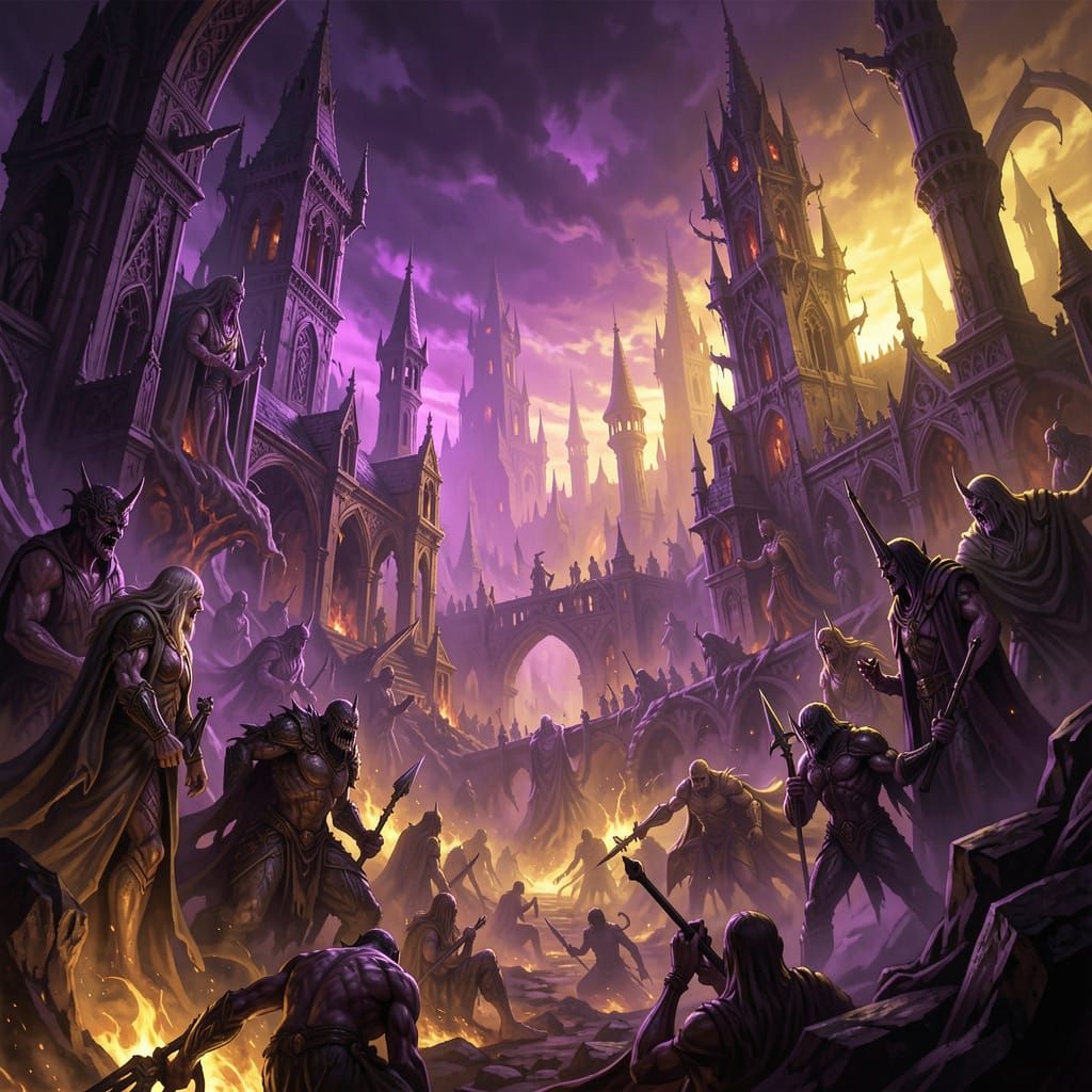 Hellish Landscape in Dark Fantasy Concept Art Style