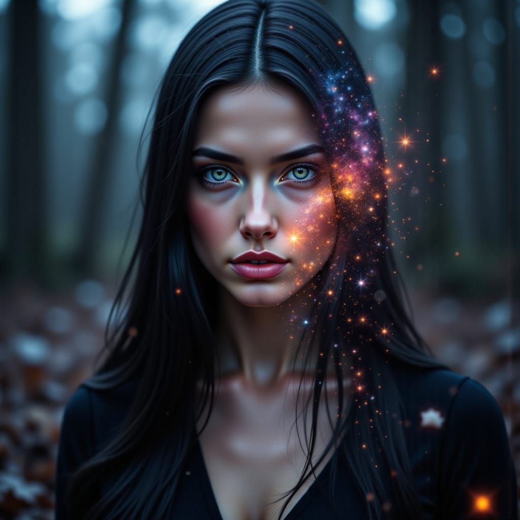 Ethereal Cosmic Portrait of Slavic-Nordic Woman