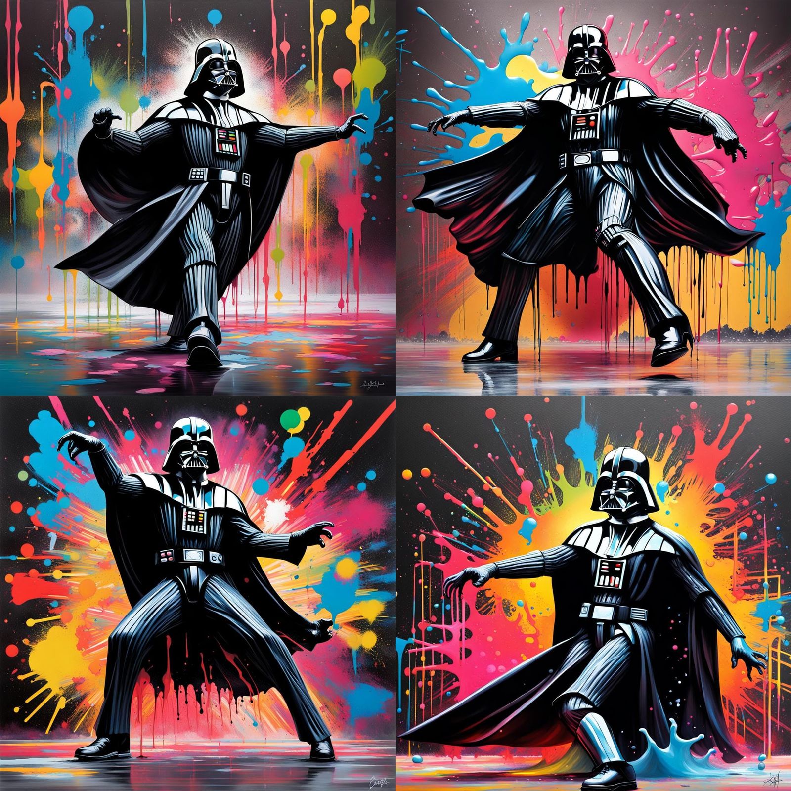 Darth Vader Disco Dancing in Graffiti Style