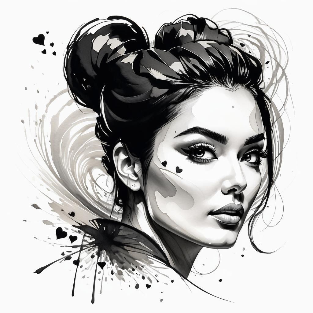 Monochrome Charcoal Sketch of a Cute Woman