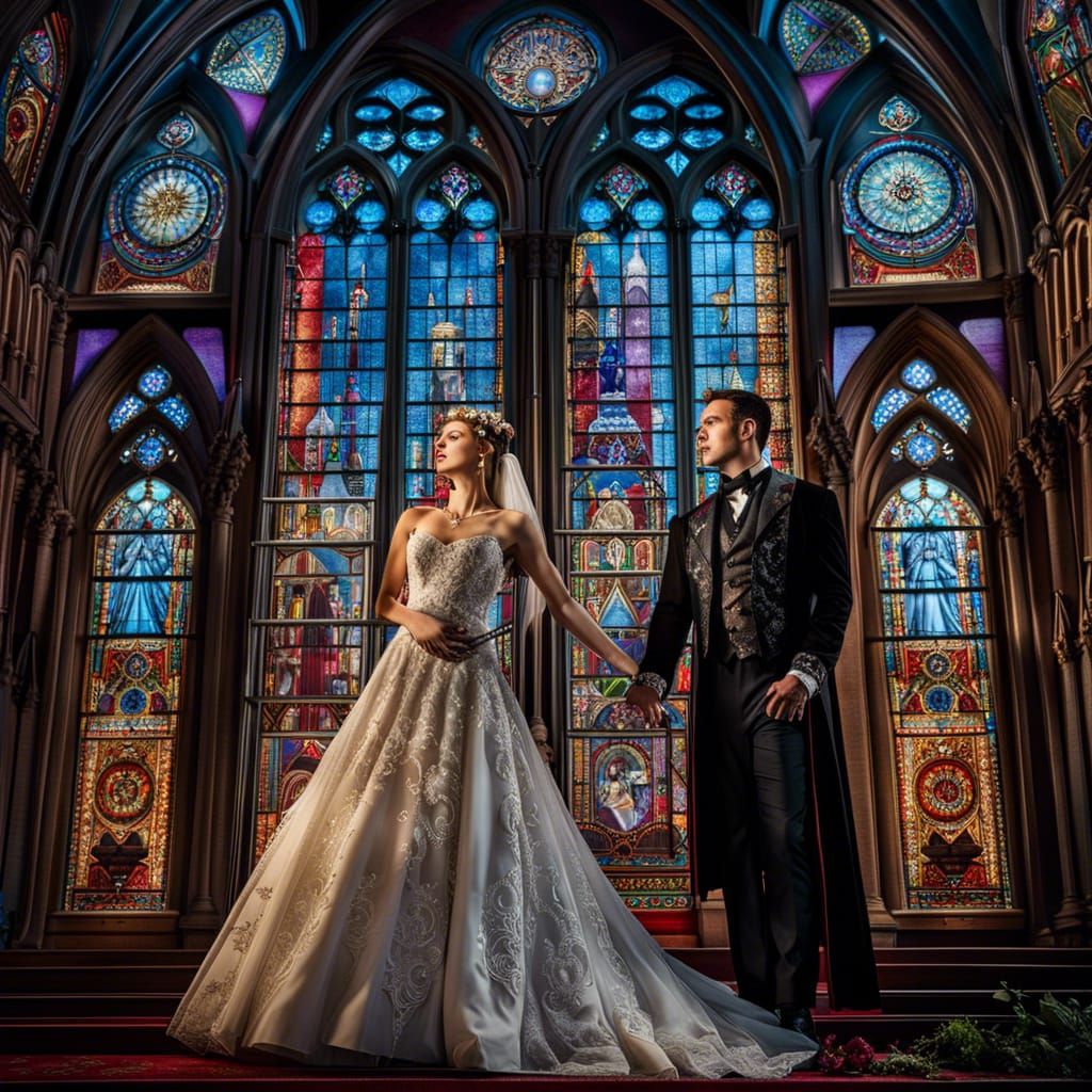 Gothic Vampire Wedding in Church Concept Art