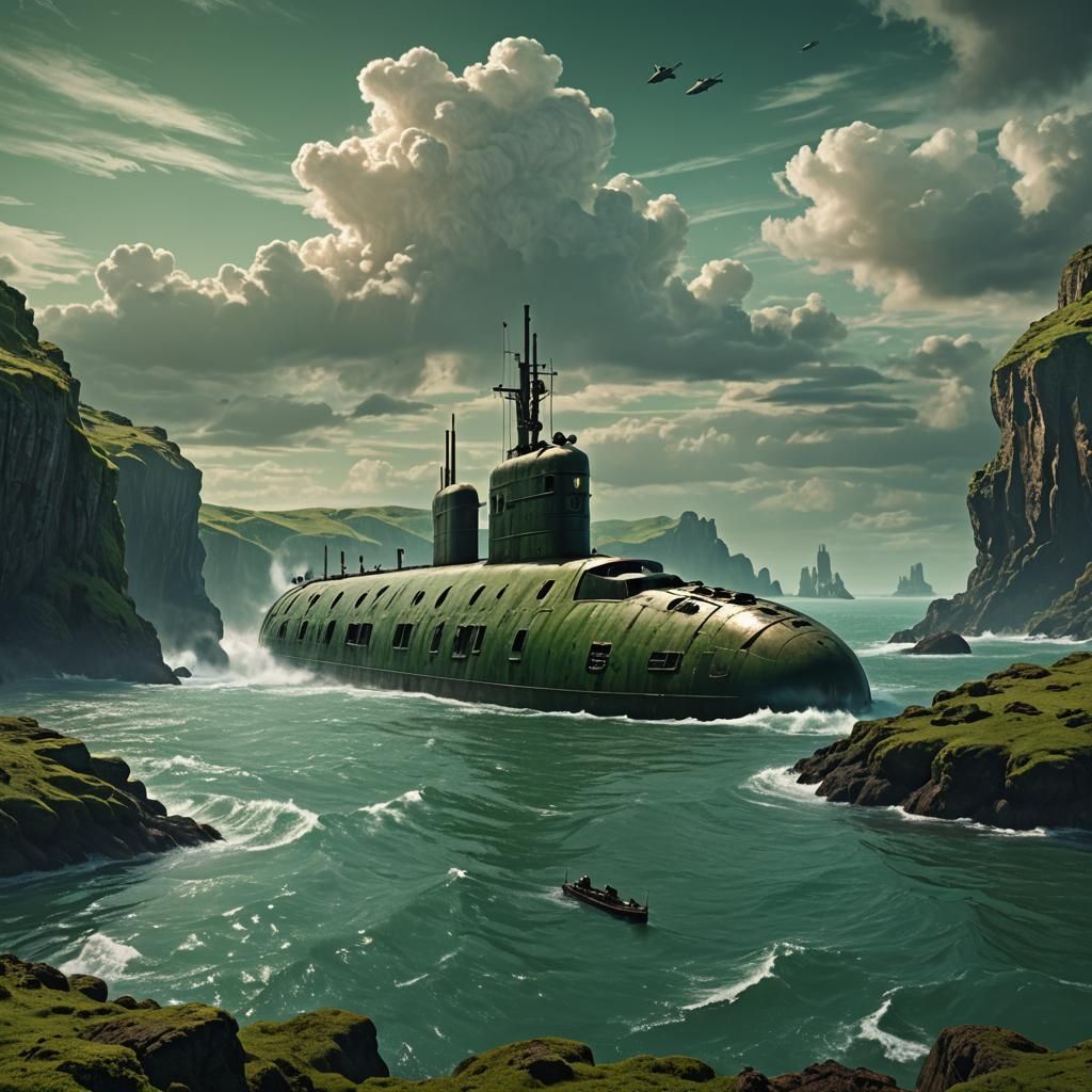 WWII Submarine on Alien Planet: Digital Matte Painting