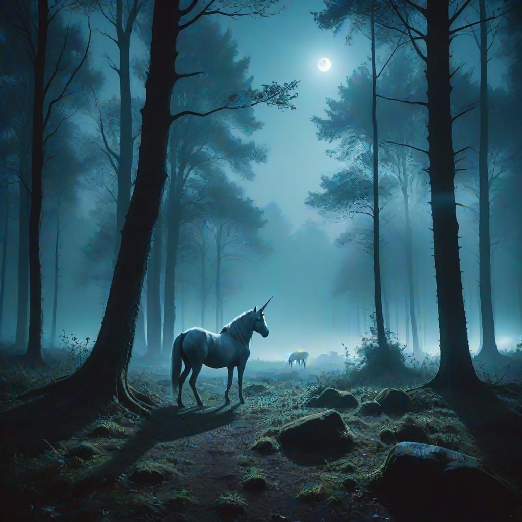 Ethereal Unicorn in Lunar Eclipse Majesty