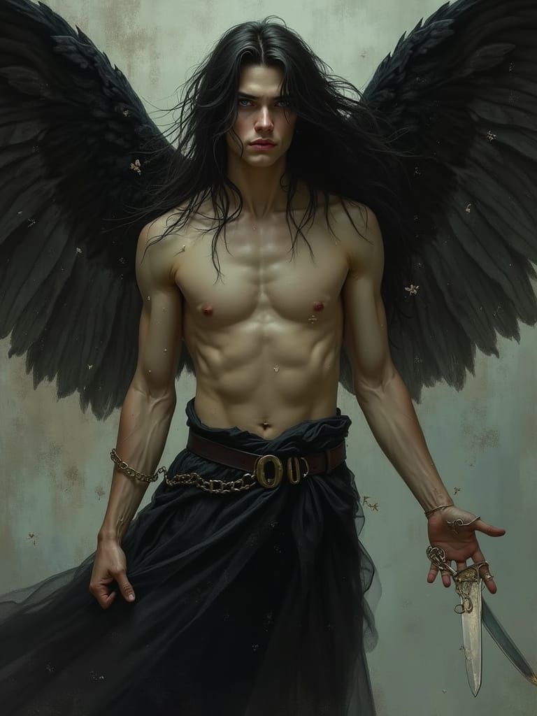 Ethereal Fairy Prince in Dark Wings and Silver Accents