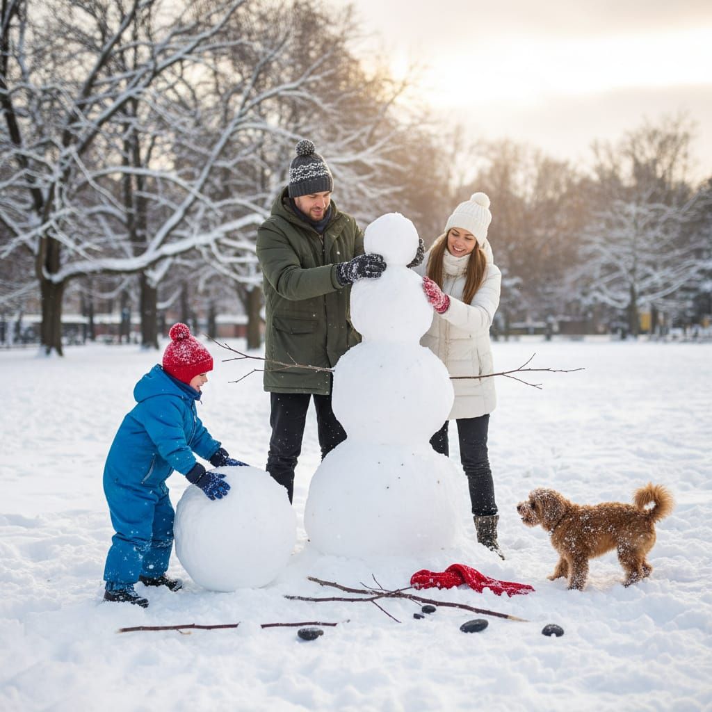 AI Generates Image of Building a Snowman