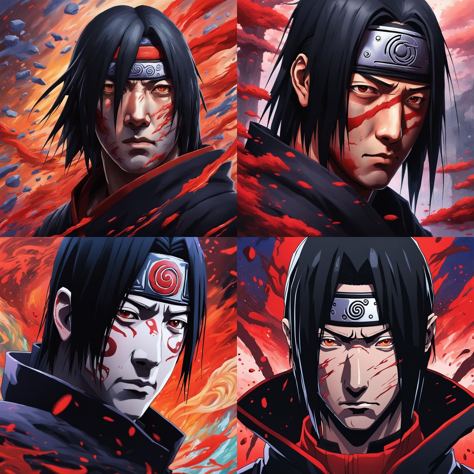 Hyperrealistic Itachi Uchiha Splash Art Portrait