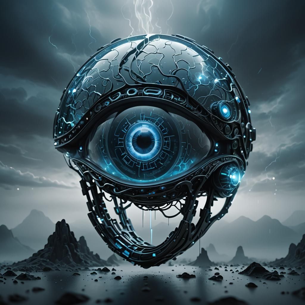 Glass 'A' Reveals Glowing Brain in Dark Fantasy 3D Render