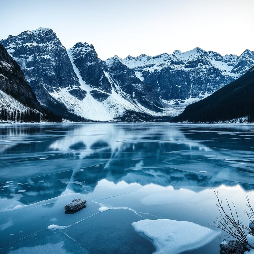 Serene Mountain Lake in Photorealistic Style