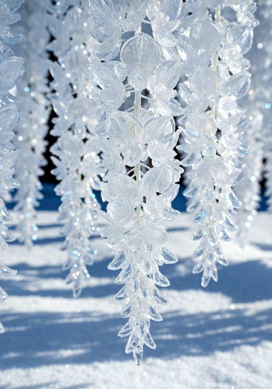 Fractal Ice Wisteria Macro Shot Sparkling in Sunlight