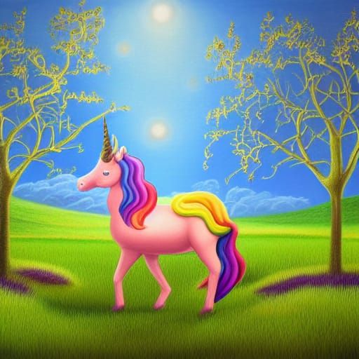 Whimsical Unicorn in Storybook Illustration Style