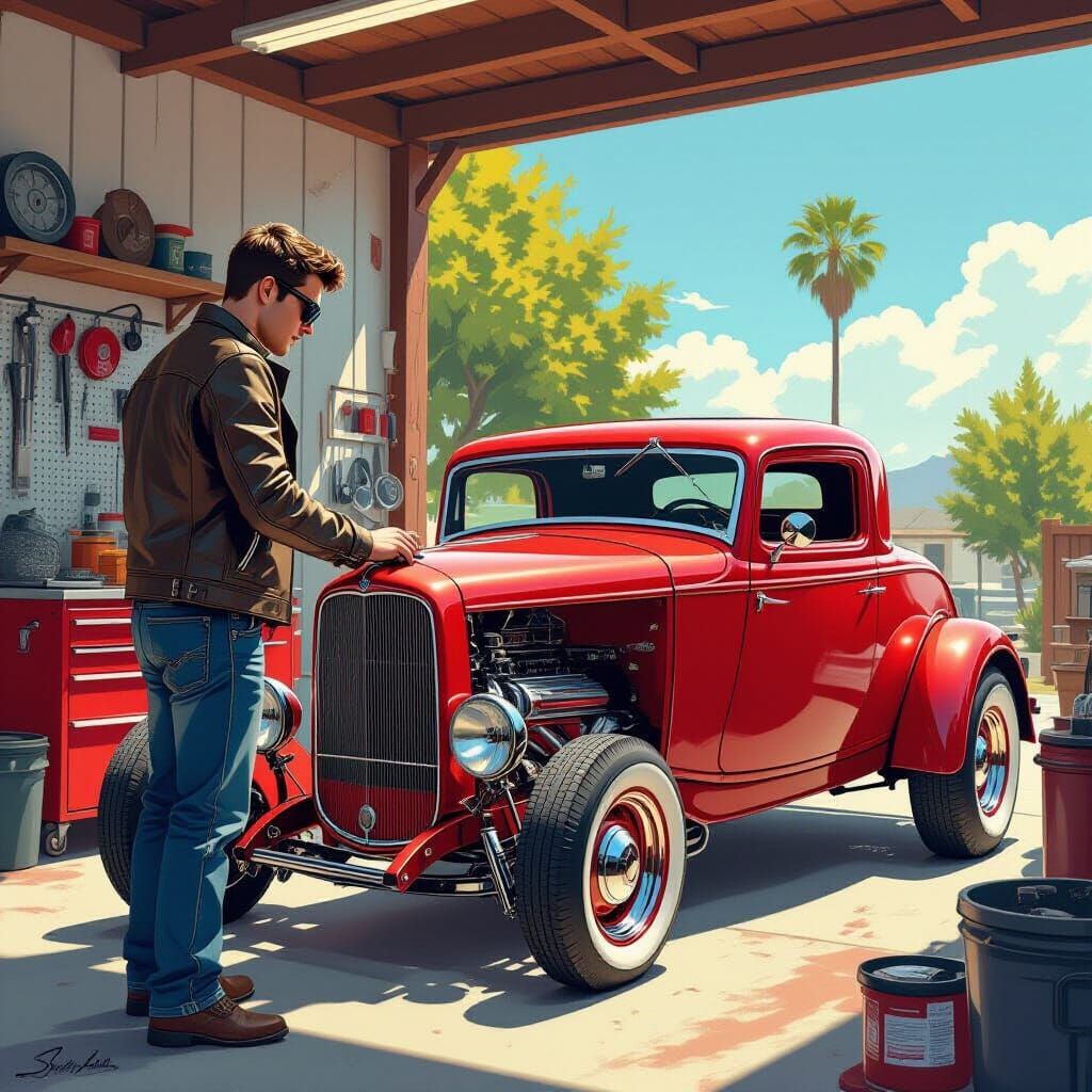 Polishing a '32 Ford in Retro-Futuristic Style