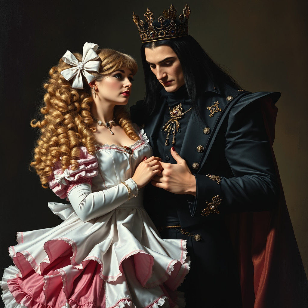 Vampire King Captures Maid: Baroque-Inspired Art