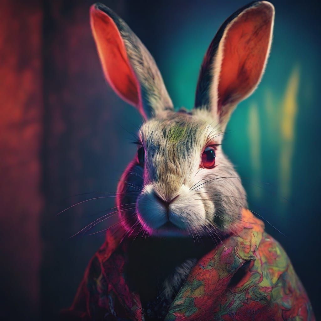 Surreal Rabbit Vampire in Fauvist Colors