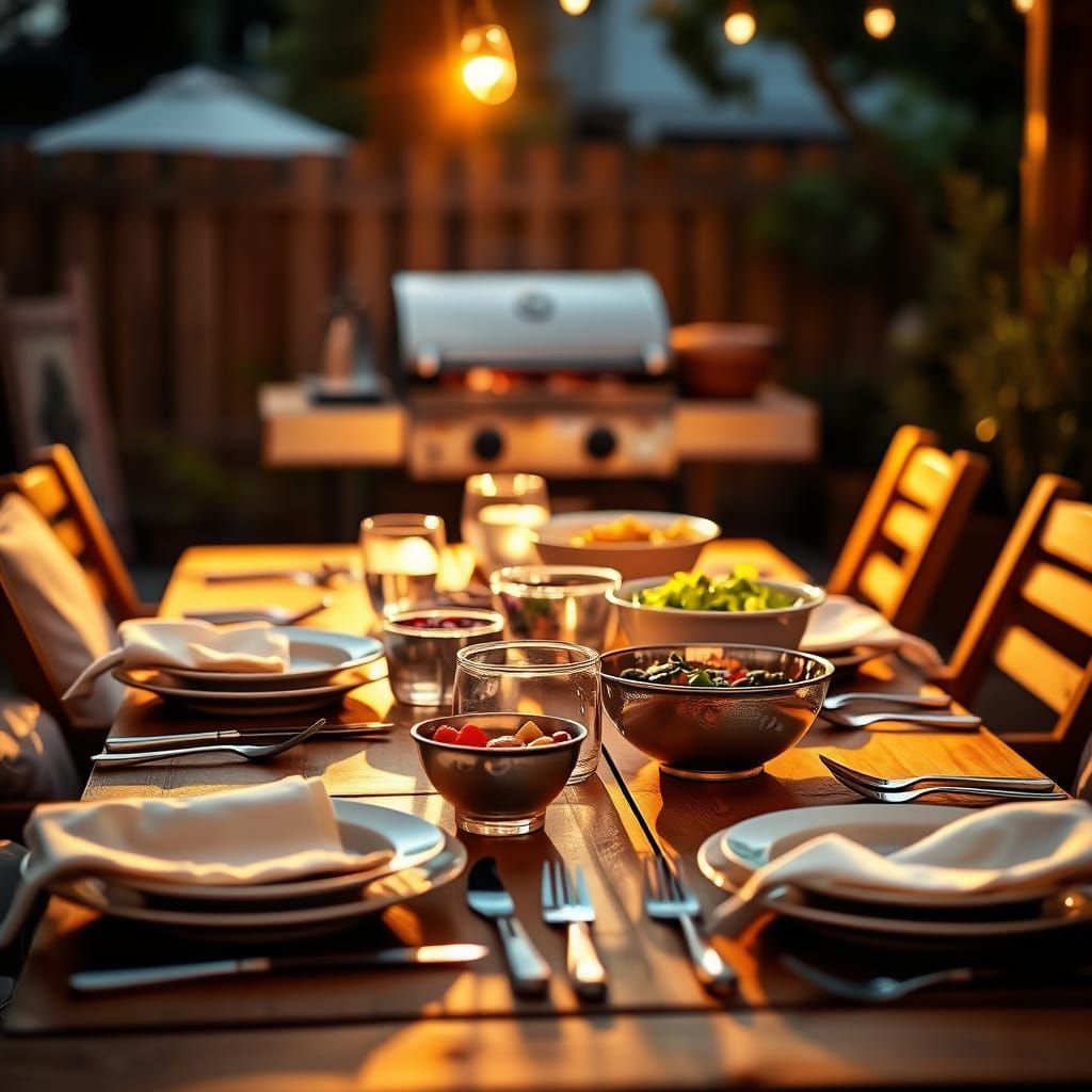 Golden Light on Outdoor Dining Table