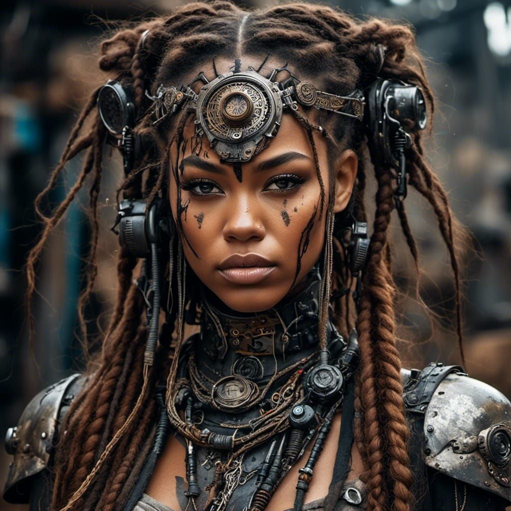 Sad Cyborg Beauty with Cybernetic Hand