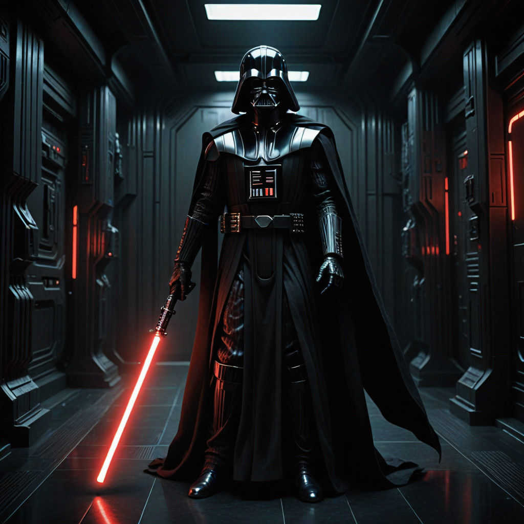 Dramatic Sith Lord in Dark Hallway