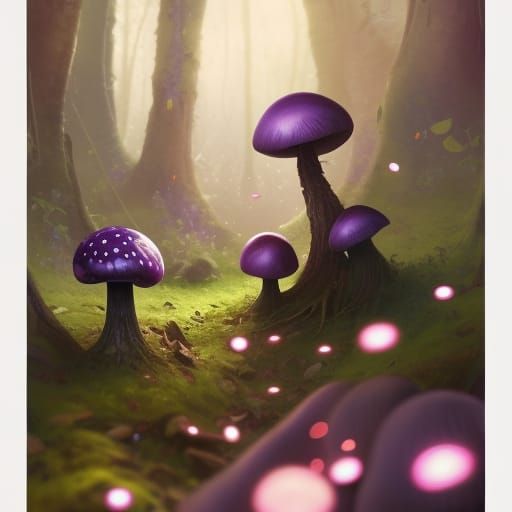Fantasy Mushroom Kingdom with Fireflies, Concept Art