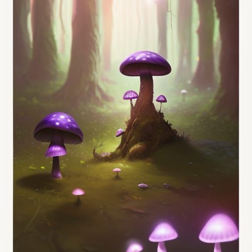 Magical Purple Mushroom Forest Concept Art