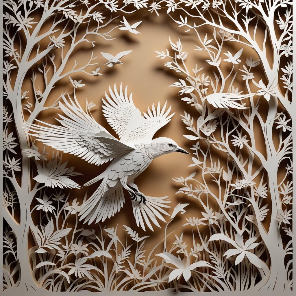 Kirigami Wildlife in Motion: Hyperrealistic Paper-Cut Art