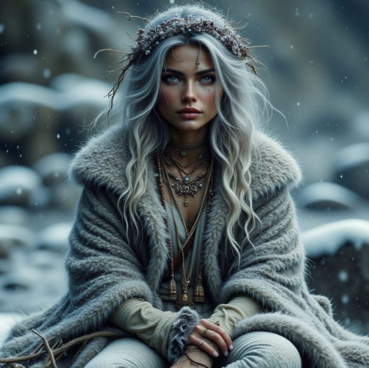 Snow Selkie Maiden Portrait in Vintage Hyperrealism