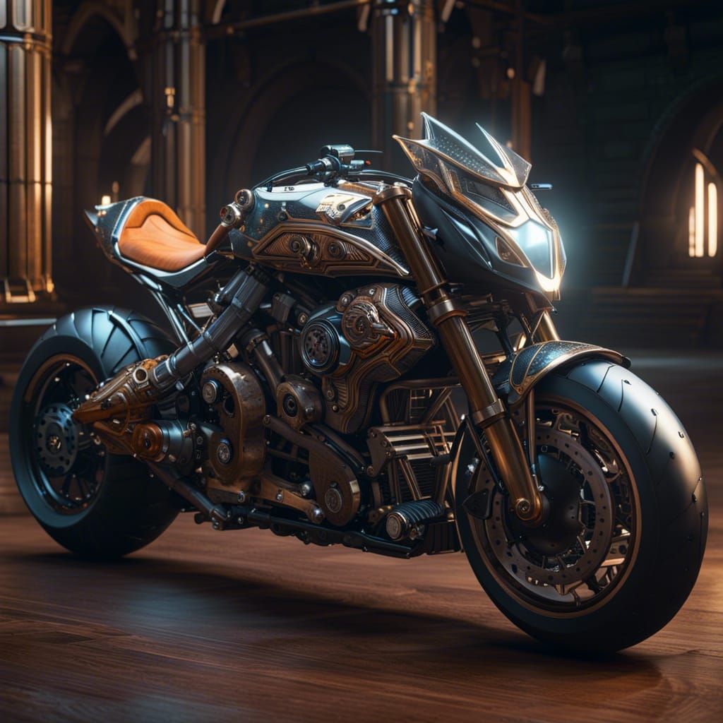 Motorcycle Fantasy Realm in Hypermaximalist 8k