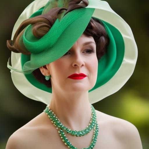 Woman in 1920s Emerald Dress and Fascinator