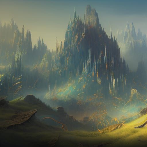 Fantastical Forest in Deep Color, Matte Painting
