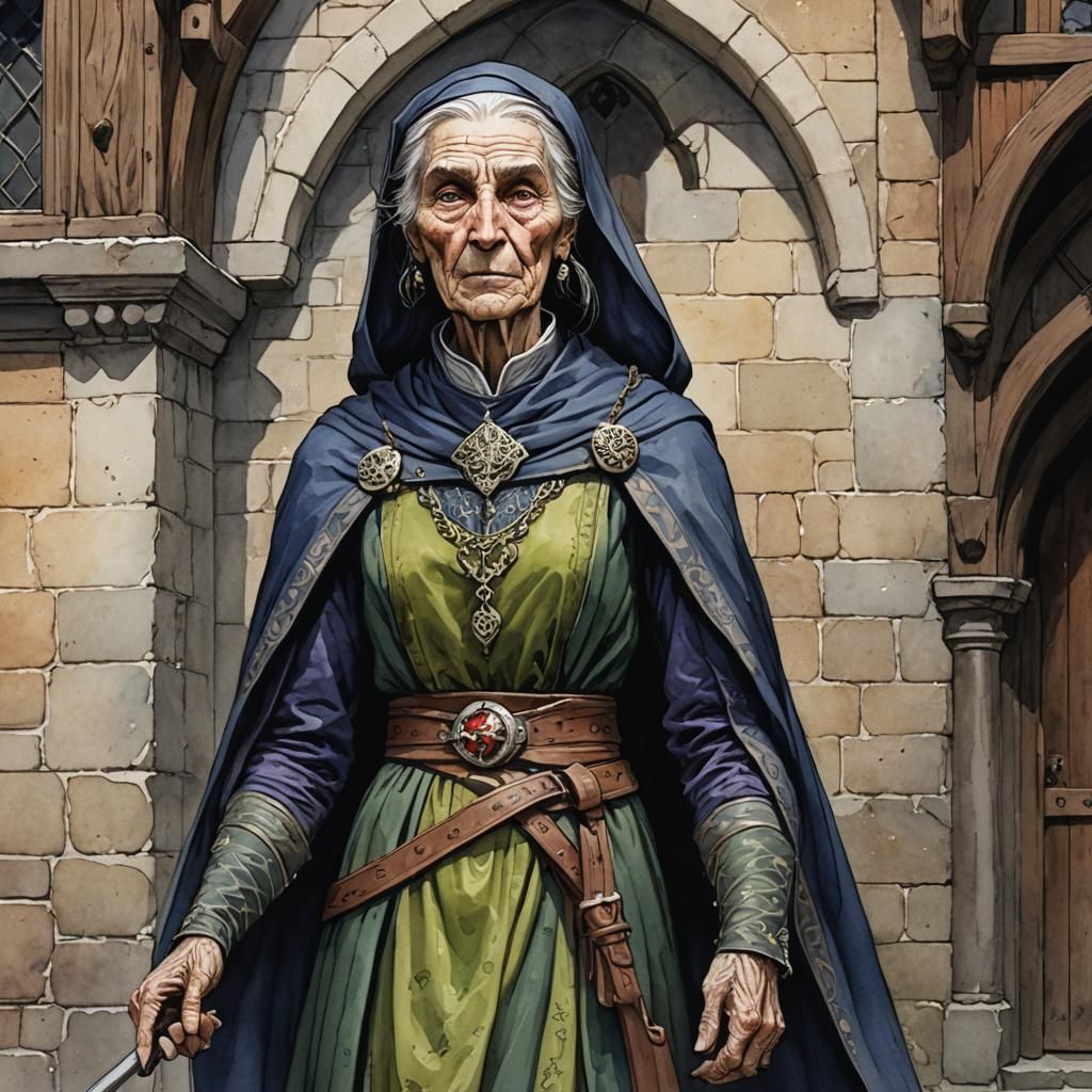 Lady Fiona Watcher: Medieval Noblewoman in Watercolor