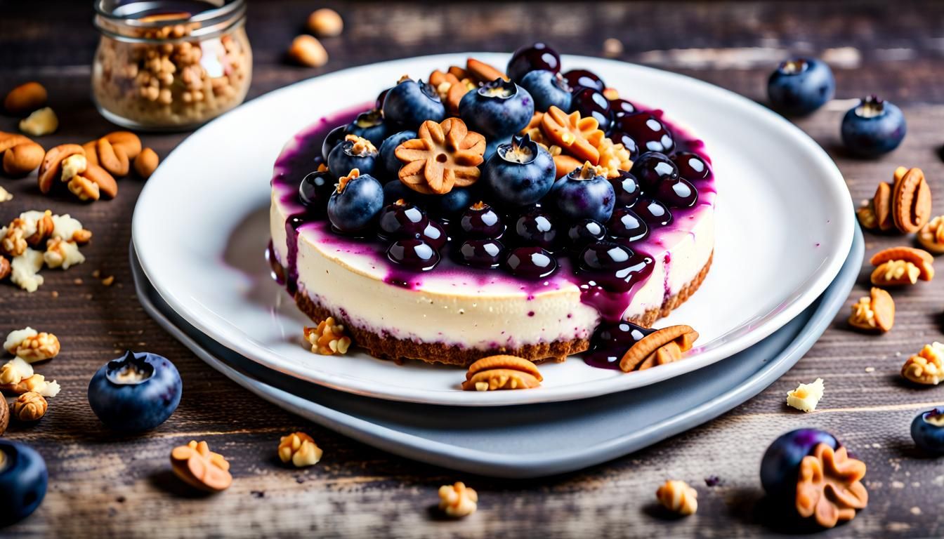 Delicious Blueberry Cheesecake Watercolor Painting